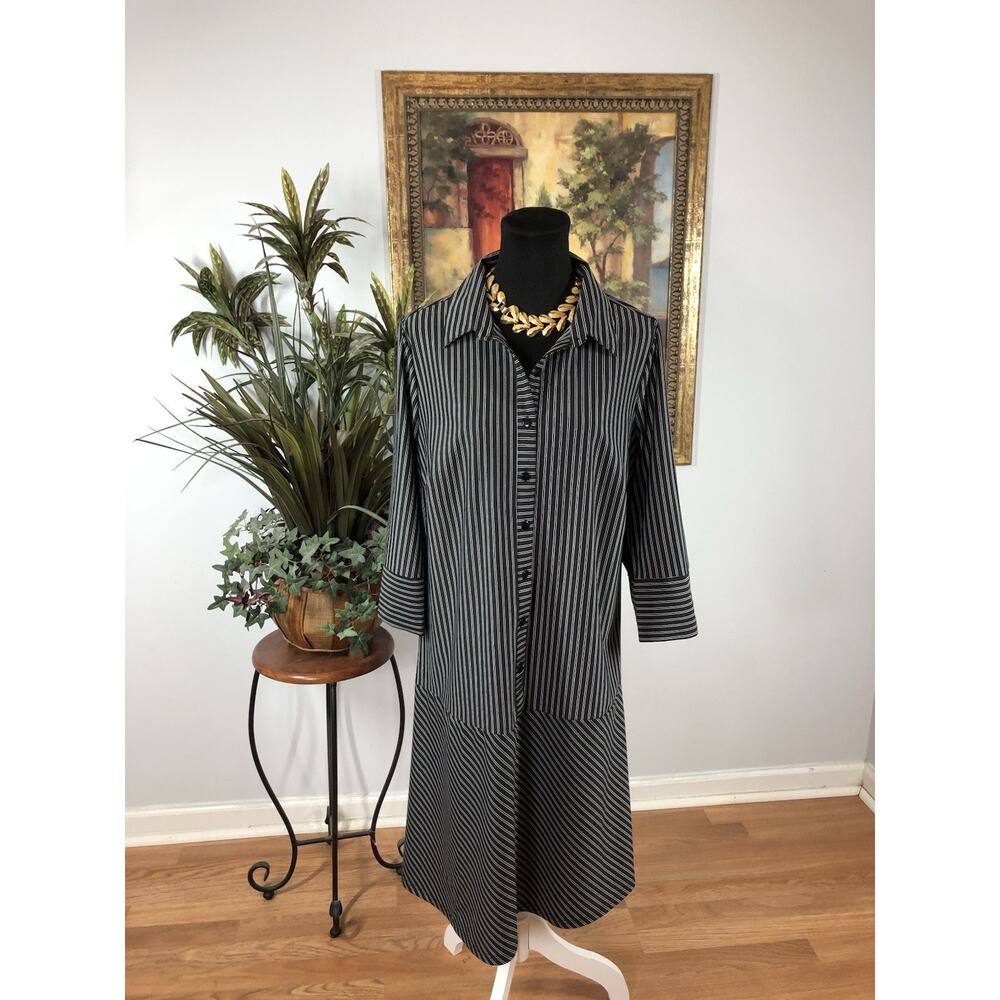 Mlle Gabrielle Women’s Striped Shirt Dress Size 1X Whimsigoth Dark Academia